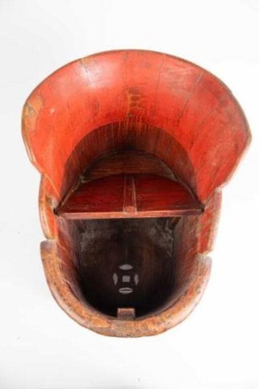 Antique Chinese Qing Dynasty Red Lacquer Child’s Wagon / Wash Tub - 4