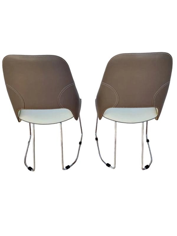 Modern Tender Leather Side Chairs by Fasem - Pair - 5