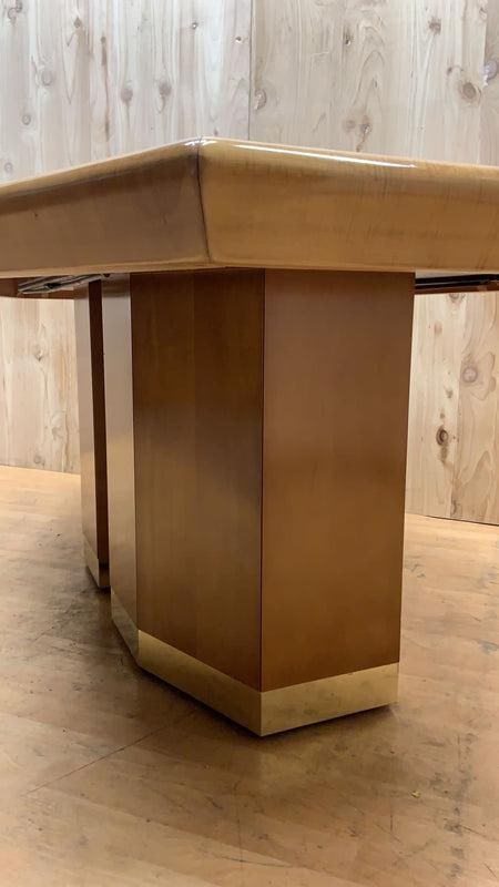 Architectural Octagonal Extension Dining Table on Plinth Bases - 5