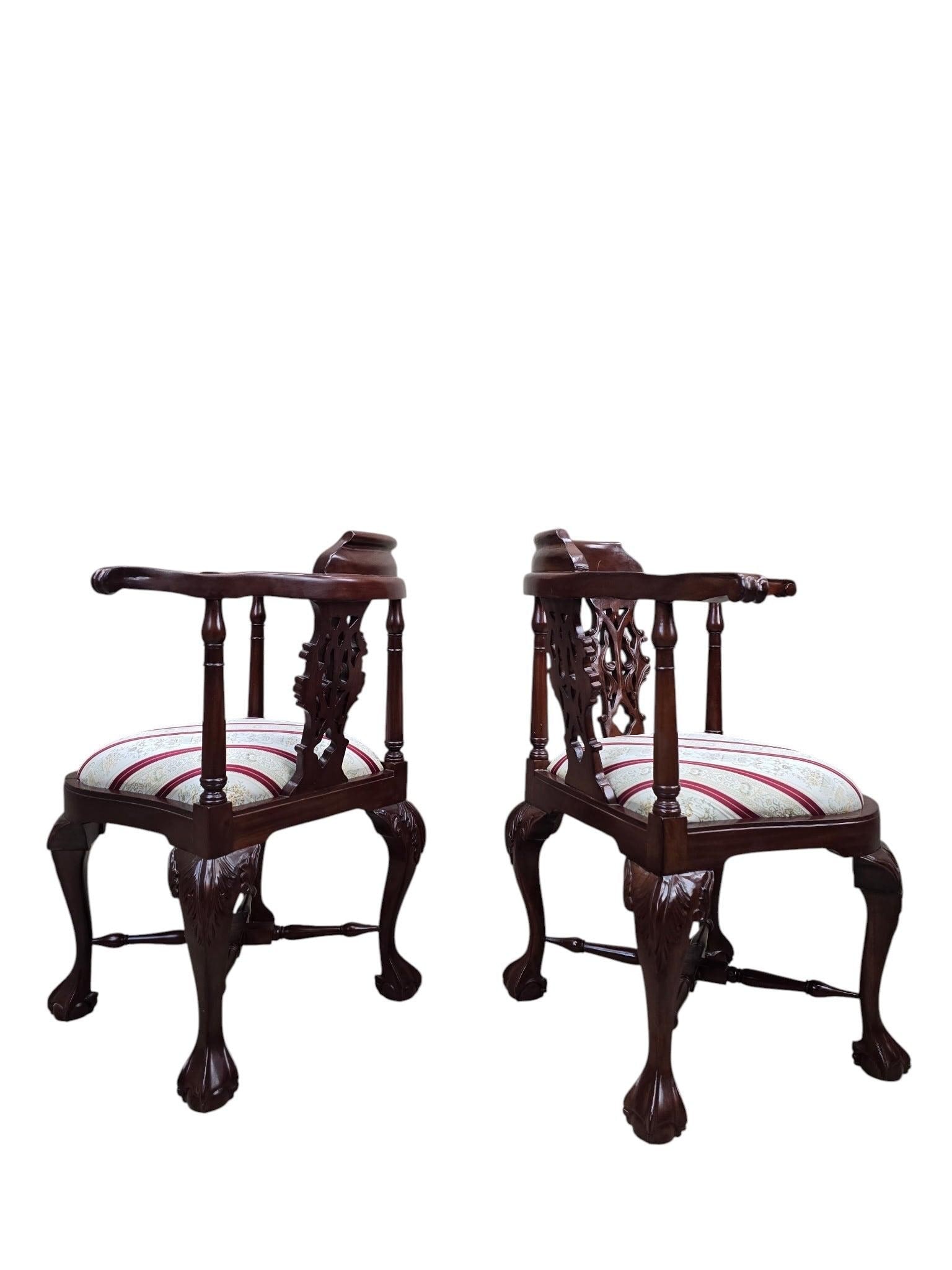 Antique English Carved Corner Chair - Pair - 6