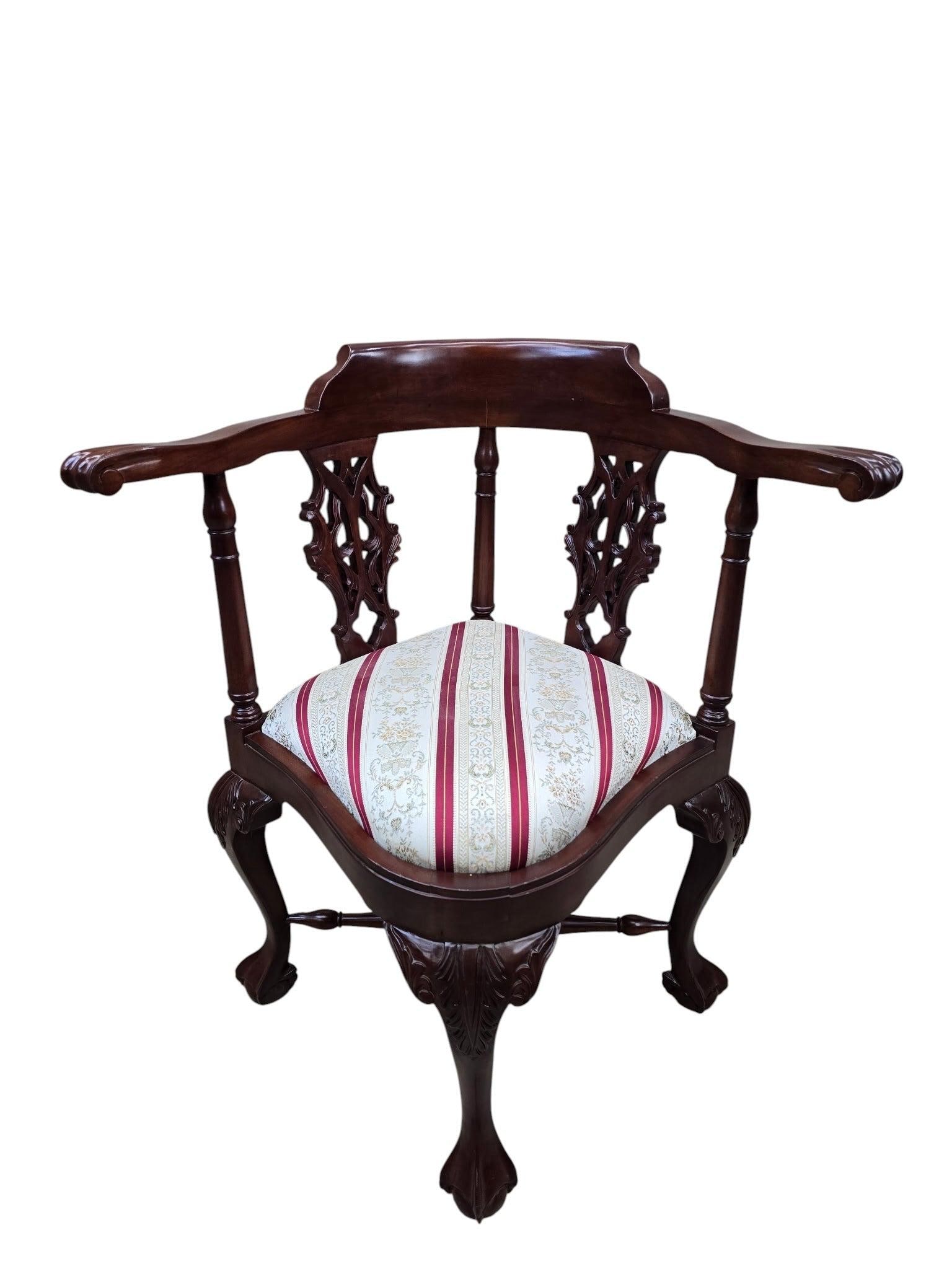 Antique English Carved Corner Chair - Pair - 8