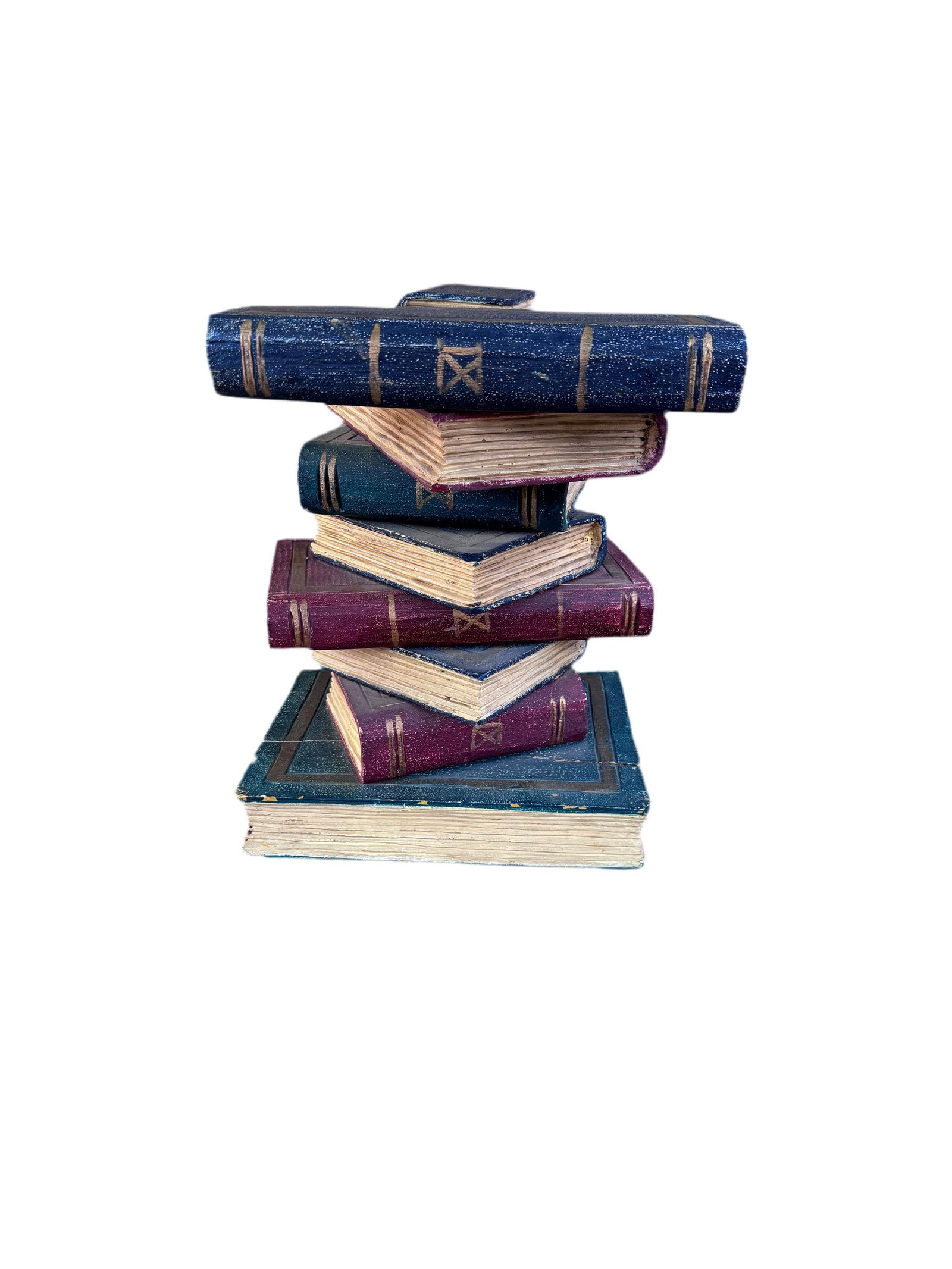 Vintage Faux Stacked Book Side Table - 2