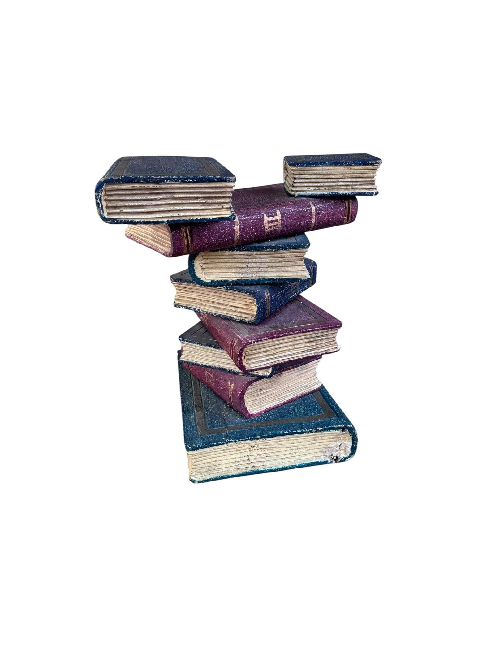 Vintage Faux Stacked Book Side Table - 3