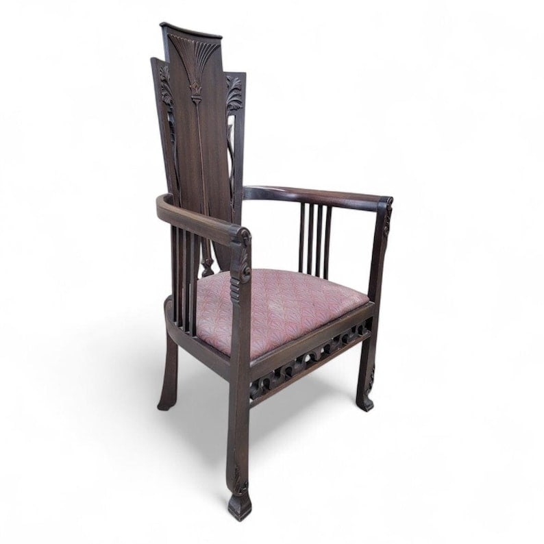 Antique Gothic Revival/Arts and Crafts Carved Armchair (1 of 5)