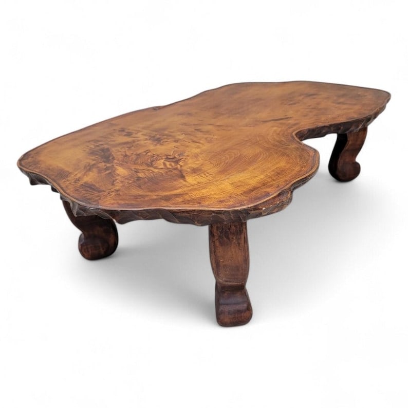 MCM Nakashima Style Live Edge Low Profile Rustic Coffee Table (1 of 8)