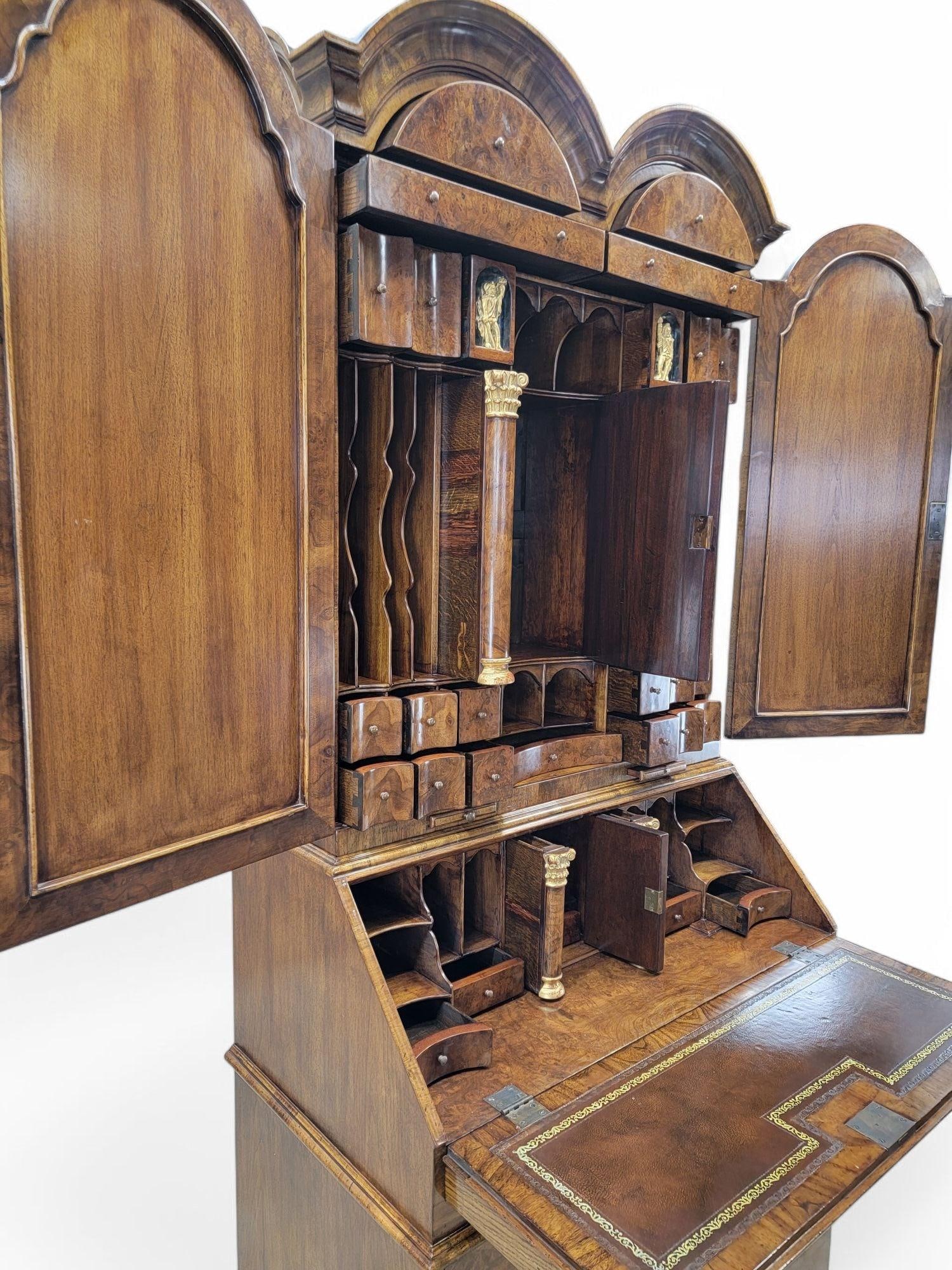 Vintage George III Style Burton-Ching Burl Walnut Secretary Desk Bookcase - 3