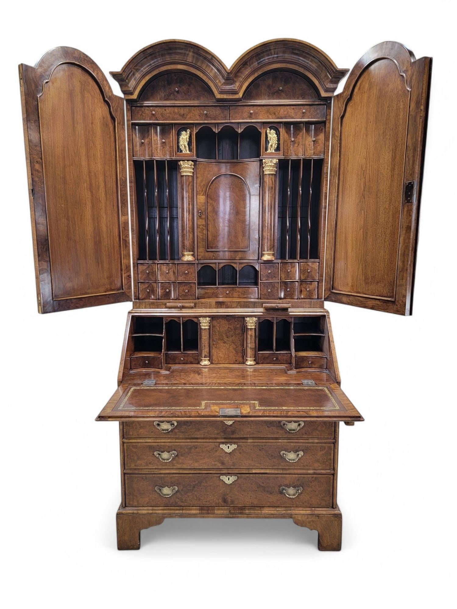 Vintage George III Style Burton-Ching Burl Walnut Secretary Desk Bookcase - 7