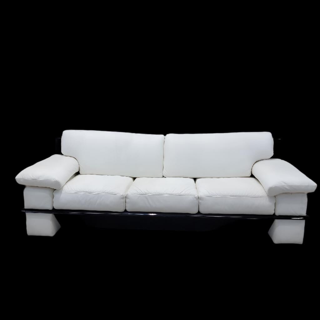 Vintage Postmodern Italian Black Lacquer Wide Arm Sofa - 3