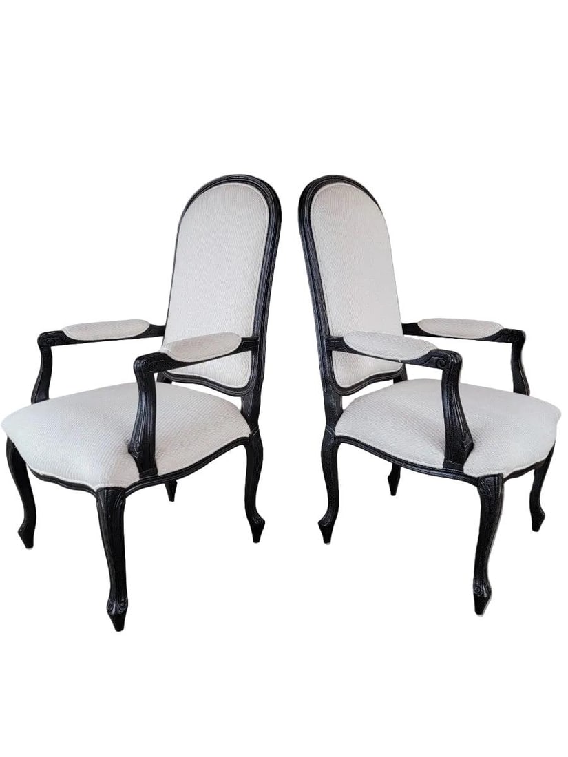 Vintage Contemporary High Back Armchairs - Pair - 7