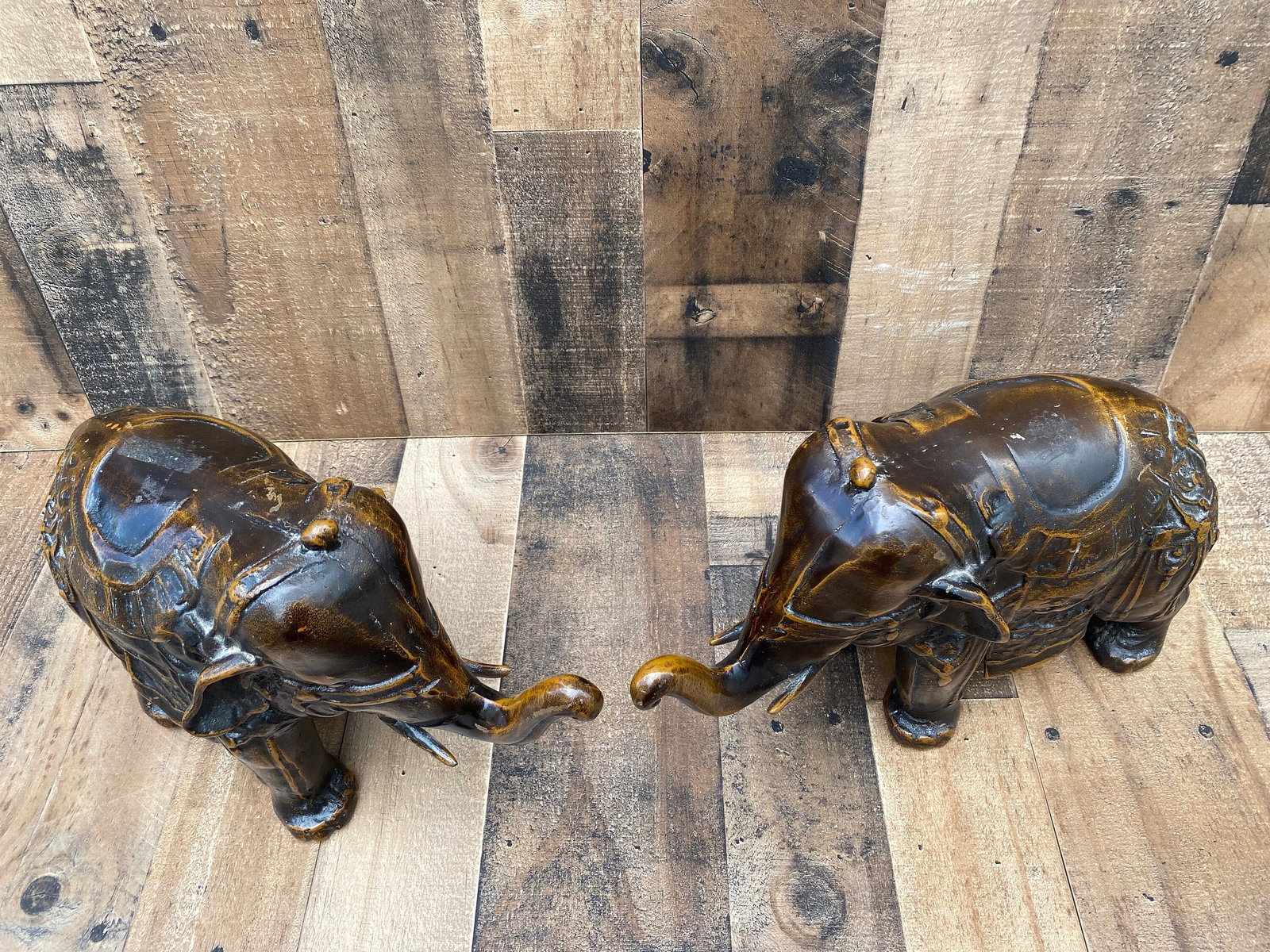 Antique Ornate Bronze Elephants - Pair - 6