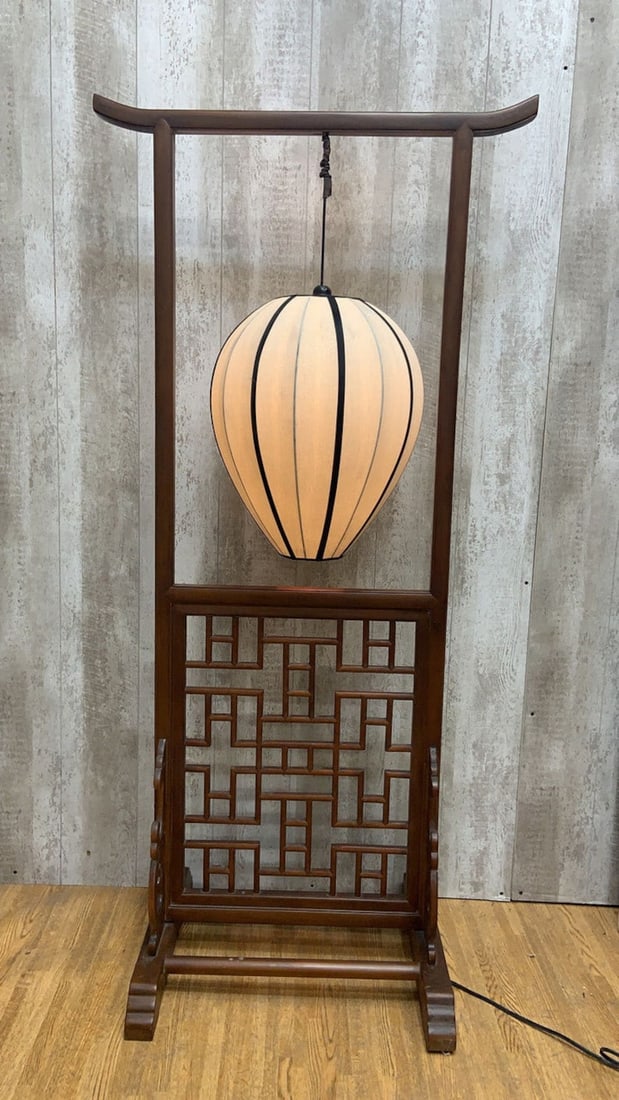 Vintage Shanxi Province Elm Cream Lantern Floor Lamp (1 of 1)