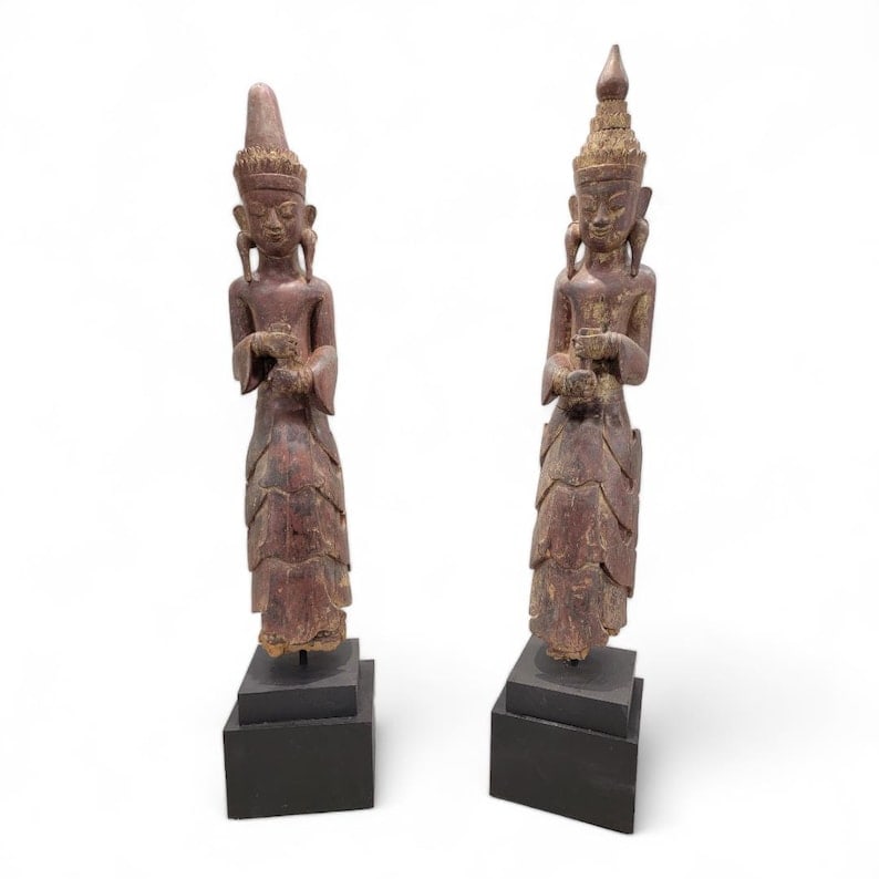 Antique Burmese Monastic Sculptures - Set of 2 (1 of 8)
