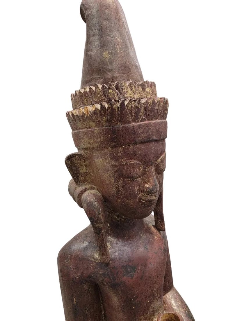 Antique Burmese Monastic Sculptures - Set of 2 - 8