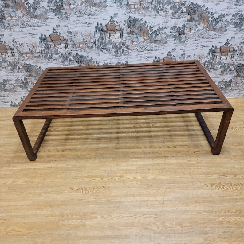 Vintage Chinese Elm Slotted Top Coffee Table: Vintage Chinese Elm Slotted Top Coffee Table This Chinese slotted top coffee table is the perfect piece to elevate any room. Has its original color and patina. Circa: Late 20th Century Dimensions: W: