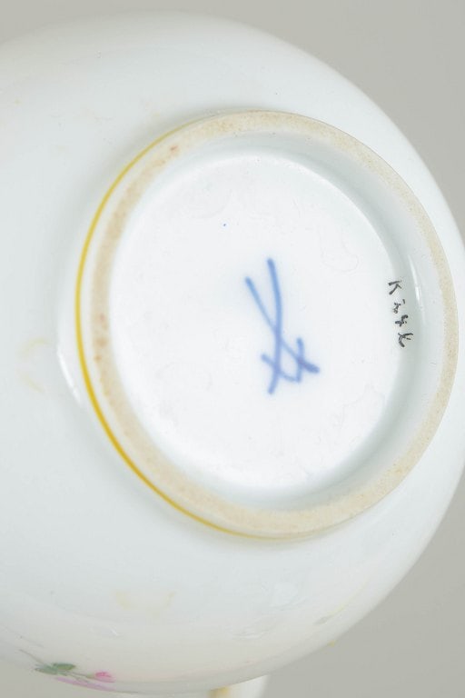 Meissen, Germany. Large porcelain creamer with polychrome flower decoration. Mid-20th century. - 4