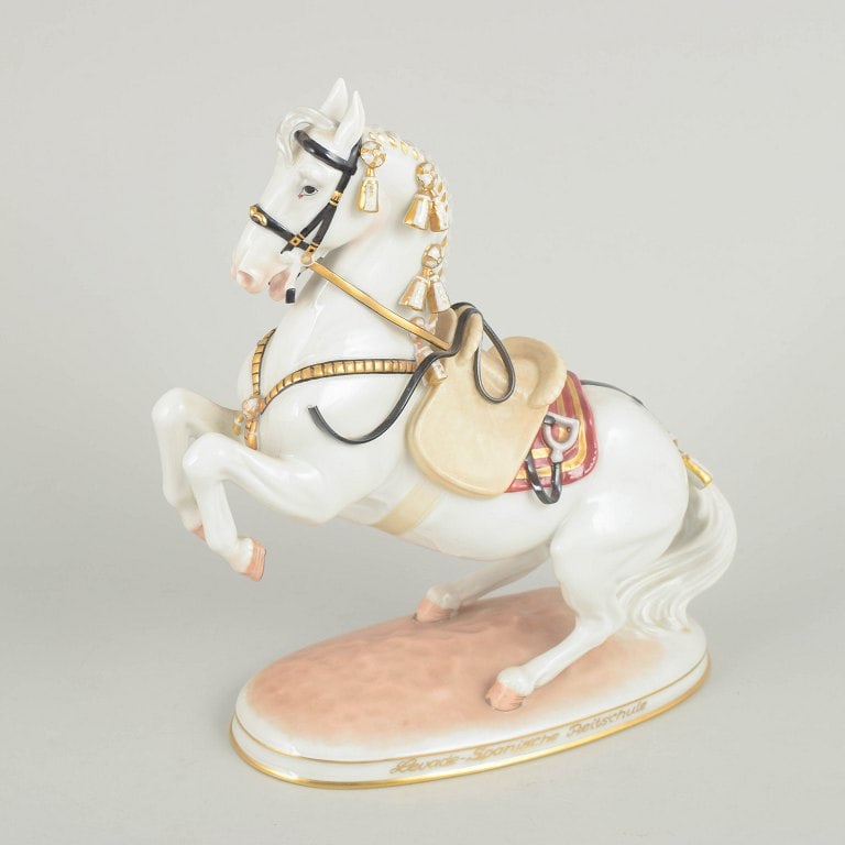 Augarten Vienna, Austria. Porcelain horse figurine with saddle and harness "Hofburg". Approx. - 2