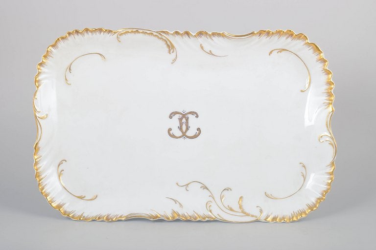 Rosenthal Louis XIV, Germany. Rectangular porcelain serving platter with gilded border decoration. (1 of 4)
