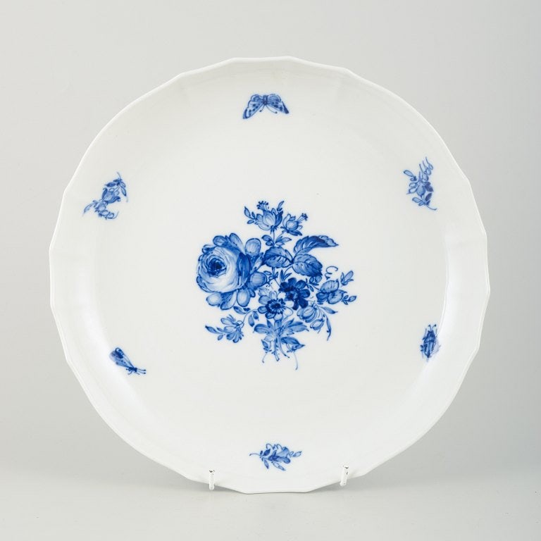 Meissen, Germany. Porcelain plate with 'Blaue Blume' pattern with insects. Ca. 1900-1924. (1 of 4)
