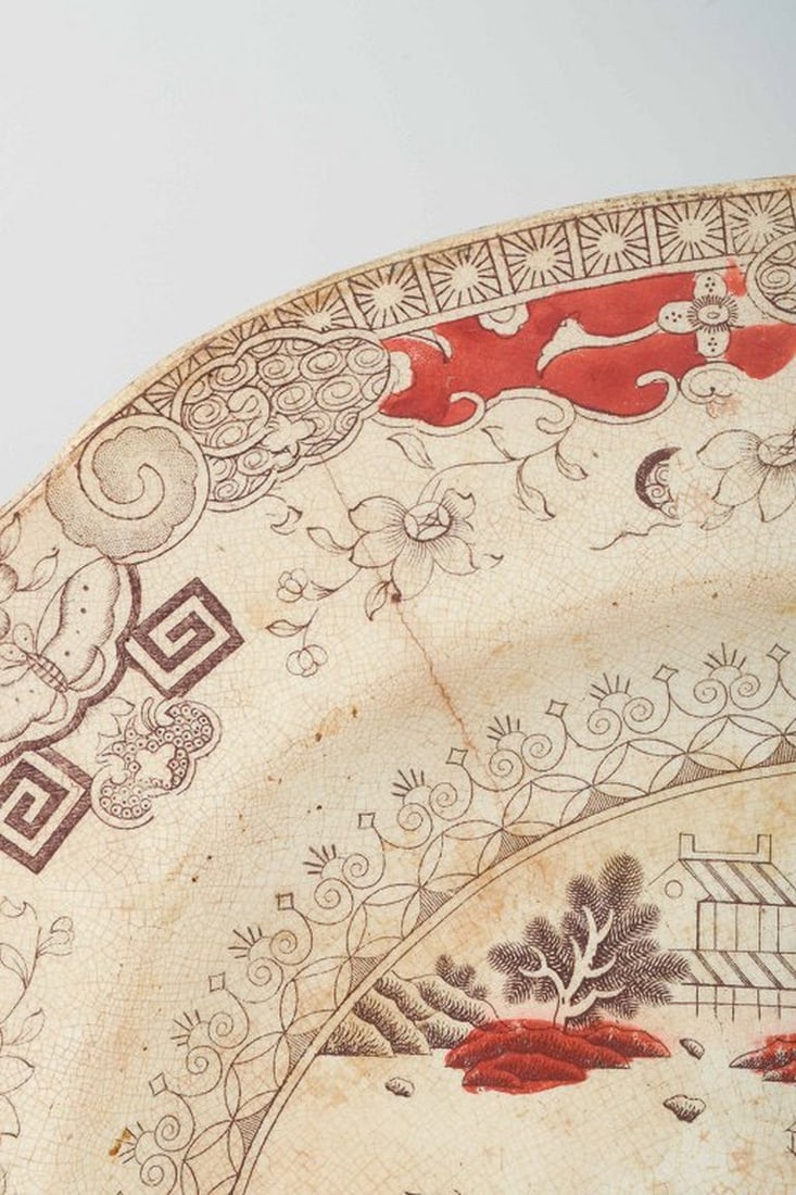 Mason's, England. Large oval dish in faience executed in classic Patent Ironstone China. 19th - 3
