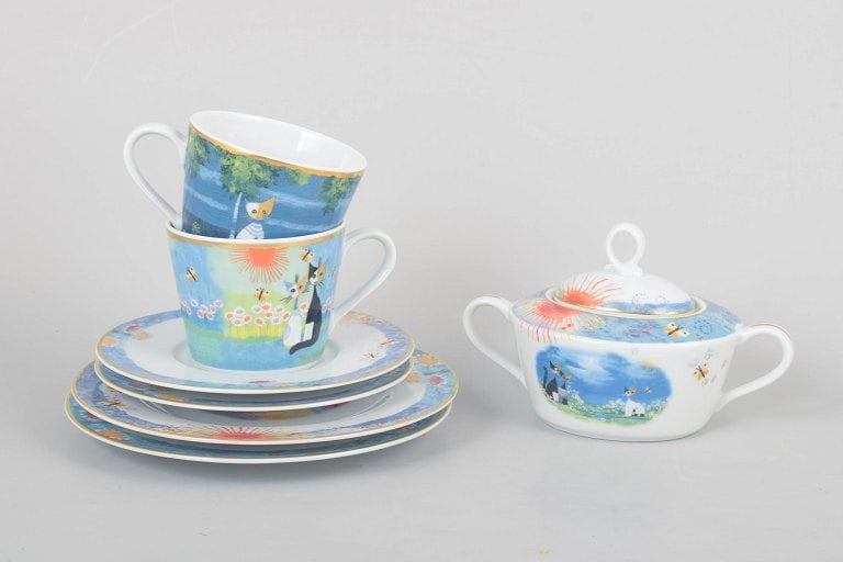 Rosina Wachtmeister for Goebel, Germany. Set of two porcelain coffee cups with matching saucers, two (1 of 4)