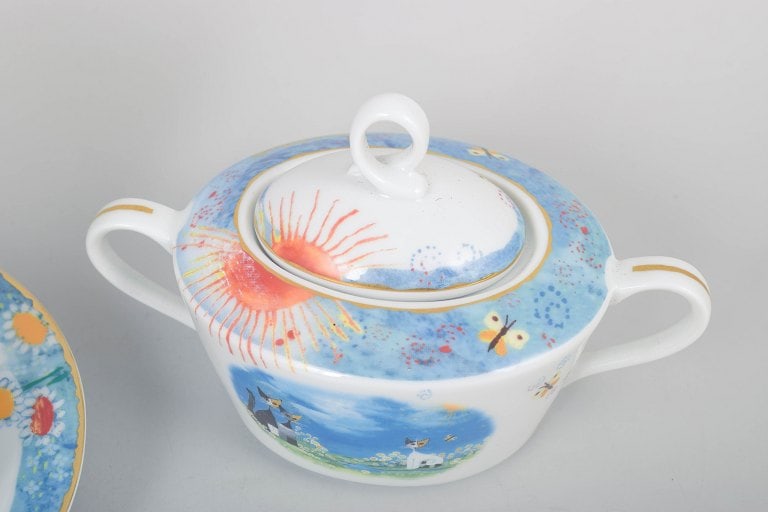 Rosina Wachtmeister for Goebel, Germany. Set of two porcelain coffee cups with matching saucers, two - 3