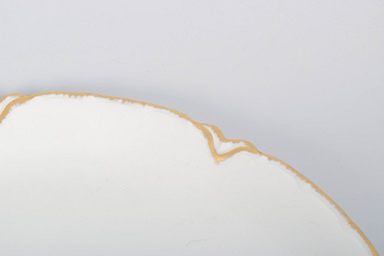 Haviland & Co Limoges, France. Large porcelain serving dish with scalloped form and gilded - 3
