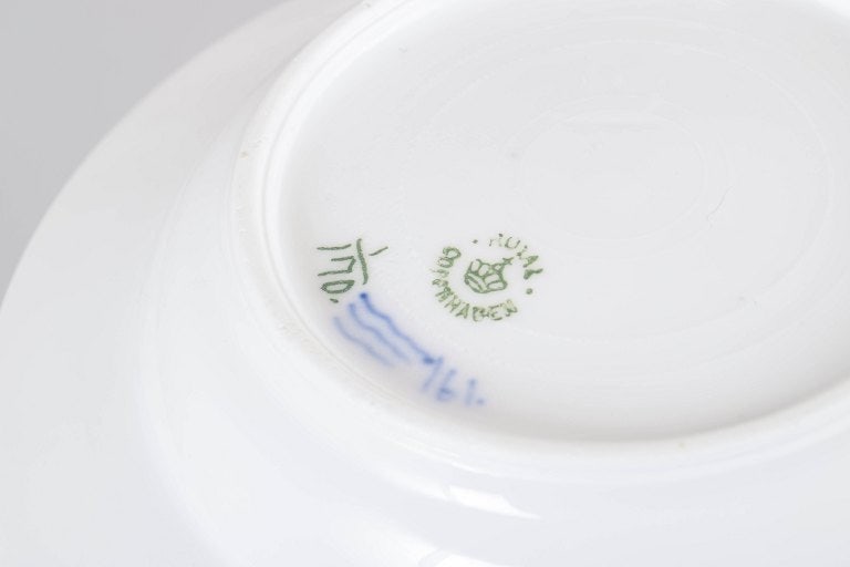 Royal Copenhagen, Denmark. Blue Fluted Plain set of four porcelain deep plates. Approx. 1920s. - 4