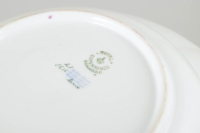 Royal Copenhagen, Denmark. Saxon flower, set of six porcelain deep plates with floral motifs. - 4