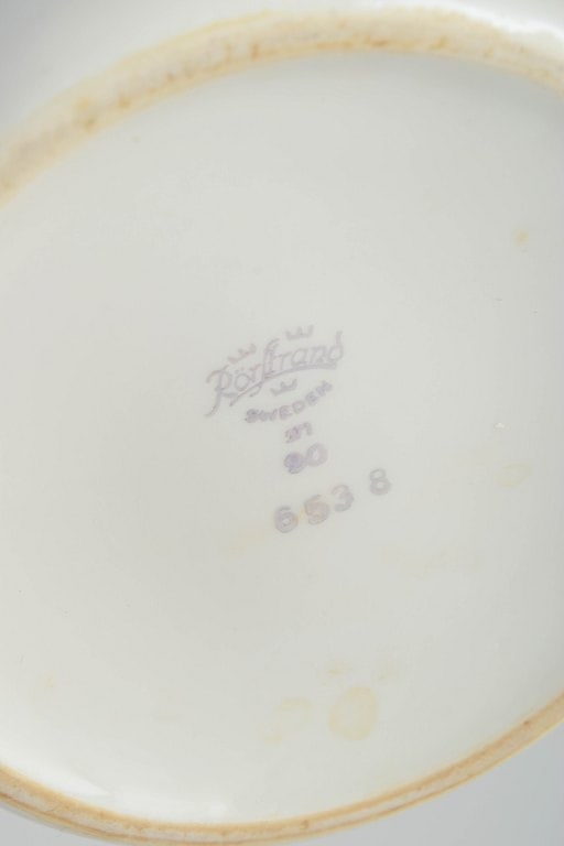 Rörstrand, Sweden. Grace porcelain and rattan teapot with cylindrical form and graphic - 4