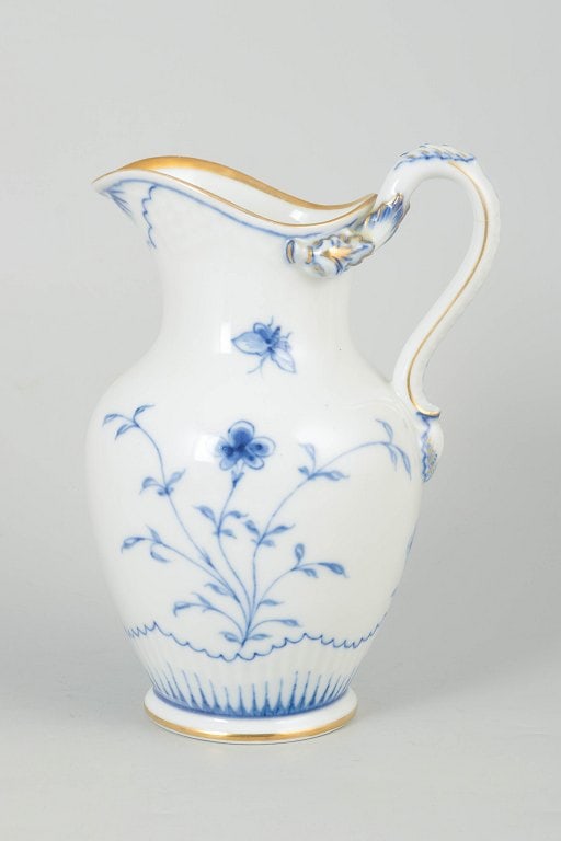 Bing & Grondahl, Denmark. Porcelain pitcher from the Butterfly series with blue floral decoration. (1 of 4)