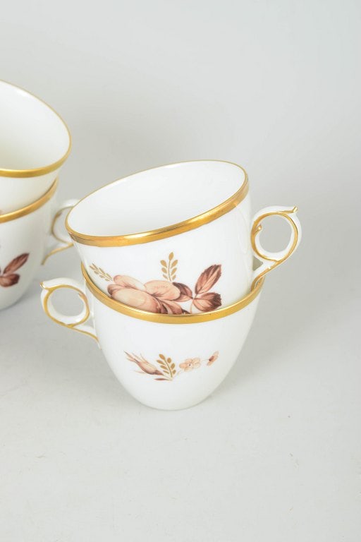 Royal Copenhagen, Denmark. Brown rose, set of six porcelain coffee cups with matching saucers with - 3