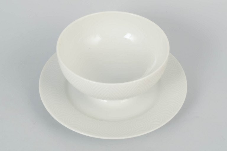 Axel Salto for Royal Copenhagen, Denmark. Porcelain sauce boat with relief decoration. Approx. - 2
