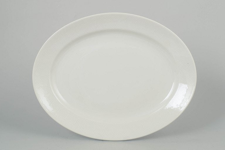 Axel Salto for Royal Copenhagen, Denmark. Porcelain oval serving platter with relief decoration. (1 of 4)