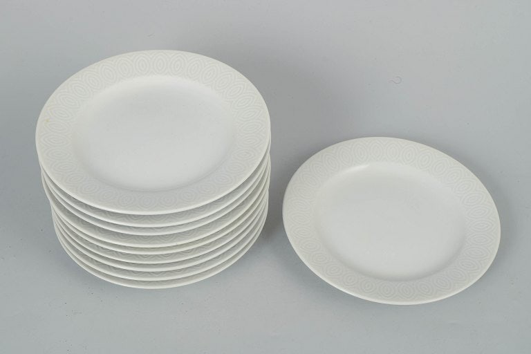 Axel Salto for Royal Copenhagen, Denmark. Porcelain set of ten salad plates with relief decoration. - 2
