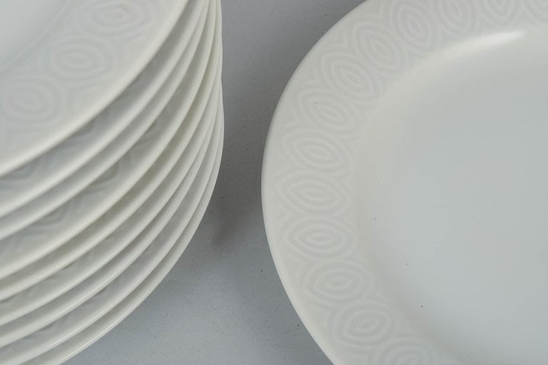 Axel Salto for Royal Copenhagen, Denmark. Porcelain set of ten salad plates with relief decoration. - 3