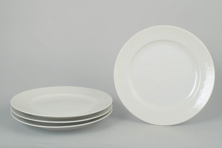 Axel Salto for Royal Copenhagen, Denmark. Porcelain set of four dinner plates with relief (1 of 4)