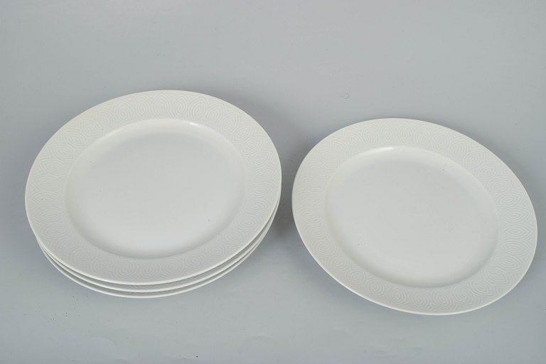 Axel Salto for Royal Copenhagen, Denmark. Porcelain set of four dinner plates with relief - 2