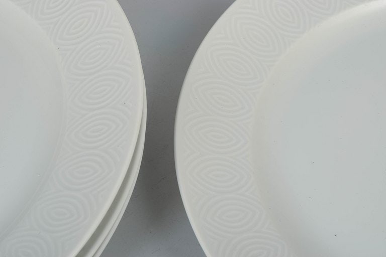 Axel Salto for Royal Copenhagen, Denmark. Porcelain set of four dinner plates with relief - 3
