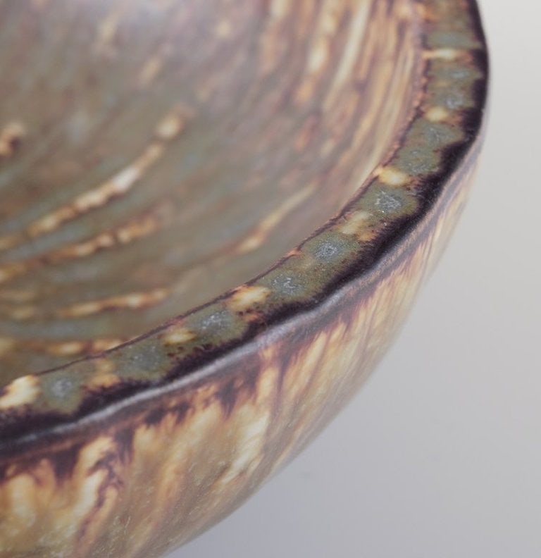 Gunnar Nylund for Rörstrand, Sweden. Ceramic bowl with birch tree glaze. Mid-20th century. - 4