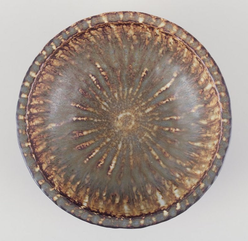 Gunnar Nylund for Rörstrand, Sweden. Ceramic bowl with birch tree glaze. Mid-20th century. - 5