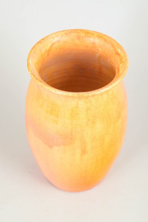 Kähler, Denmark. Yellow glazed vase in earthenware with tapering form. Approx. 1930s. - 2