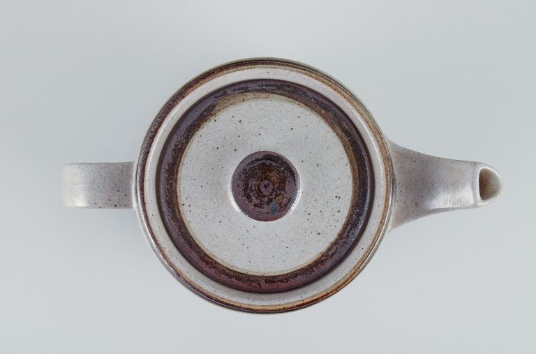 Knabstrup, Denmark, stoneware teapot with gray and brown glaze tones. - 5