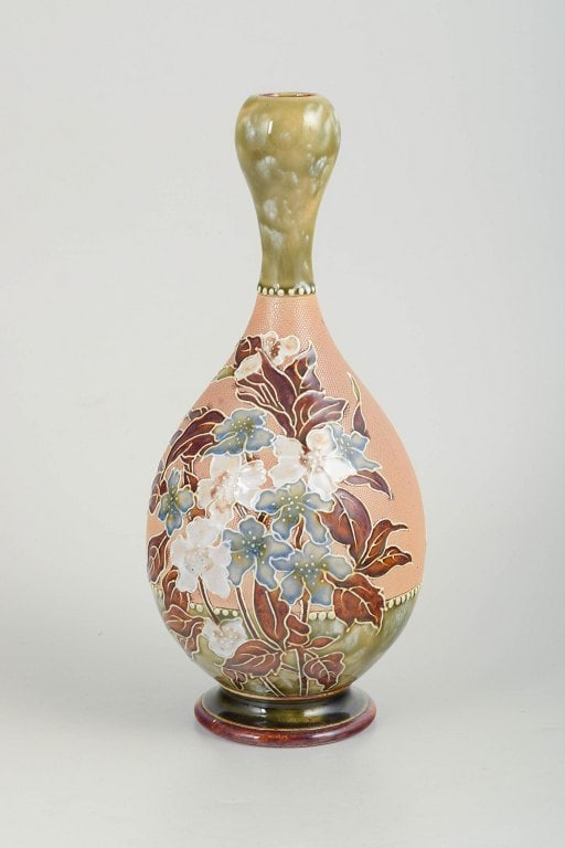 John Slater for Royal Doulton Lambeth, England. Baluster-shaped ceramic vase with floral decoration. (1 of 4)