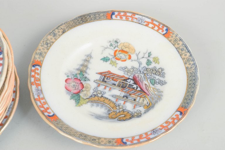 Rörstrand Japan series, Sweden. Set of ten faience flat plates with oriental-inspired - 3