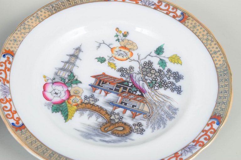 Rörstrand Japan series, Sweden. Set of six dinner plates with oriental-inspired decoration. - 3