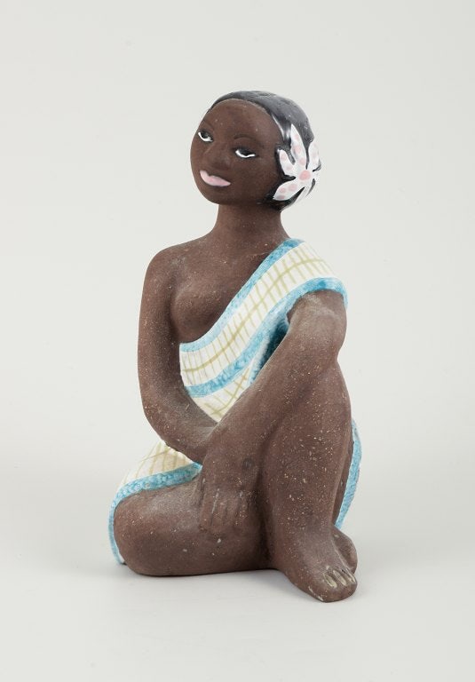 Mari Simmulson figure. Rare ceramic figure of a half-naked Tahitian woman. Upsala-Ekeby. approx. - 2