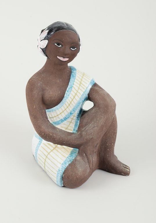Mari Simmulson figure. Rare ceramic figure of a half-naked Tahitian woman. Upsala-Ekeby. approx. - 3