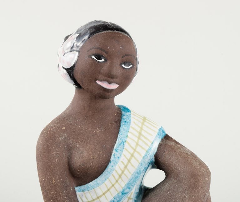 Mari Simmulson figure. Rare ceramic figure of a half-naked Tahitian woman. Upsala-Ekeby. approx. - 4