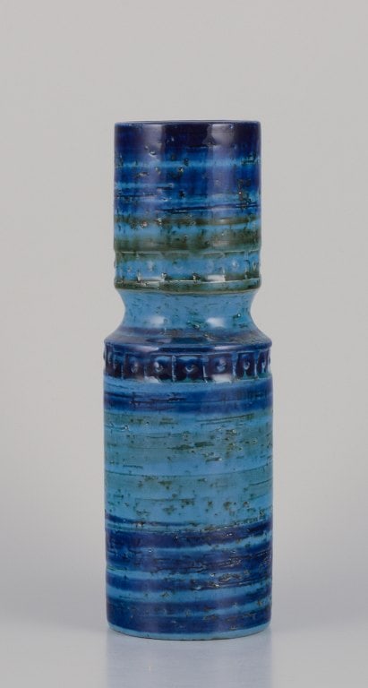 Aldo Londi (1911-2003) for Bitossi, Italy. Ceramic vase with green and blue glaze in a geometric - 2