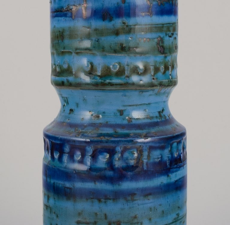 Aldo Londi (1911-2003) for Bitossi, Italy. Ceramic vase with green and blue glaze in a geometric - 4